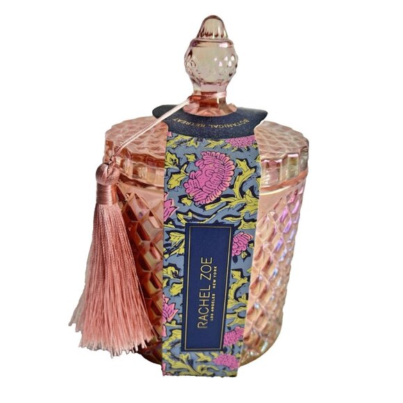 Rachel Zoe Candle "Botanical Retreat" Soy Blen16 oz. Resuable Pink Jar Tassel - Picture 1 of 7